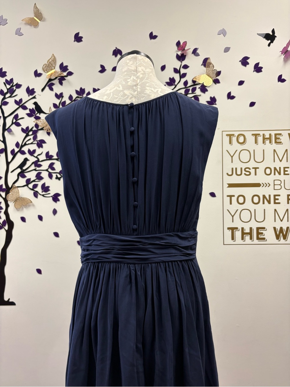 Chico's Navy Gathered Waist A-Line Dress - Picture 5 of 8